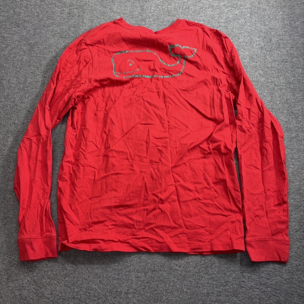 Vineyard‎ Vines Long Sleeve T-Shirt Girls Sz XL Red Sweater Whale Logo Crew Neck